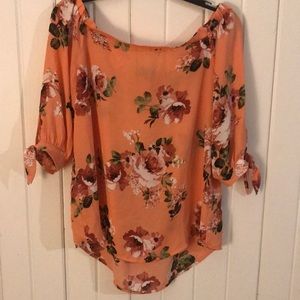 Pink floral off the shoulder top